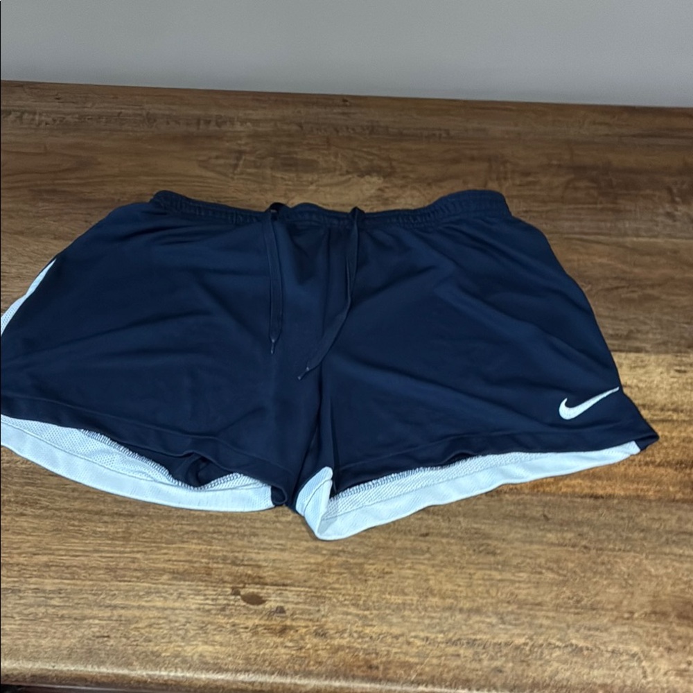 Navy Blue Textured Athletic Shorts